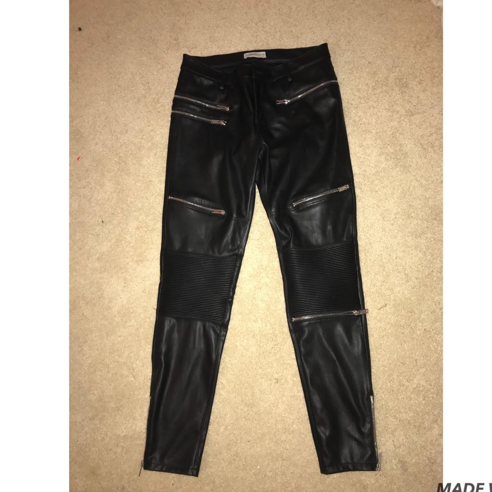 Zara leather pants with zippers M